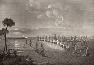 De slag bij de Nijl in 1798, illustratie uit 